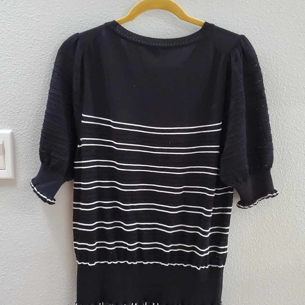 ME+EM cotton stripe Elegant Black Striped maxi dress - Picture 10 of 11